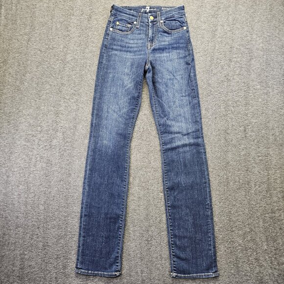 7 For All Mankind Denim - 7 For all Mankind Kimmie Straight Leg Jeans Classic Skinny Dark Blue, Size 23